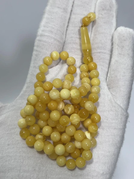 Doğal Kaya Damla Kehribar Tesbih 99luk 6mm 16,07 Gram - Resim 3