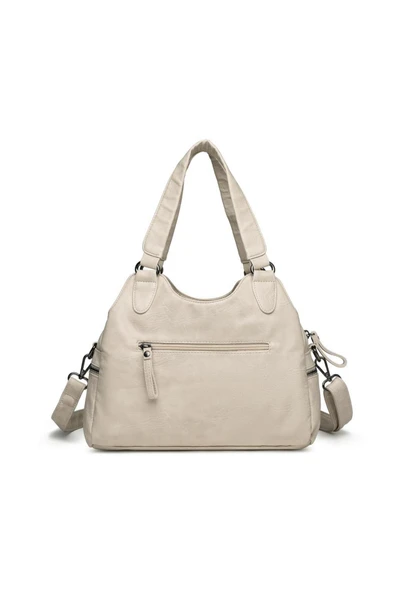 Yıkama Deri Omuz Askılı Kadın Çantası 21K Barcelona 1932 - Resim 2