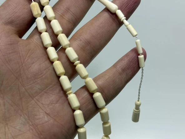 Kesme Fildişi Tesbih 13,12 Gram - Koleksiyonluk Fil Dişi Tespih - Resim 4