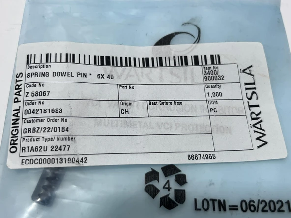 Wartsila Sulzer RTA62U Dizel Makine Yaylı Segman Pimi (1 Adet) - Resim 4