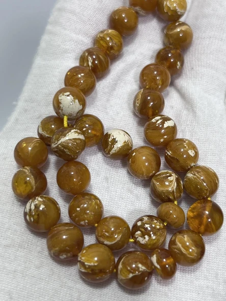 Doğal Kaya Damla Kehribar Tesbih 32lik 13,43 Gram - Resim 4