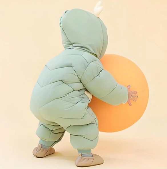 Bebek Fermuarlı Kozmonot Tulum Yeşil 80 Beden - Resim 3