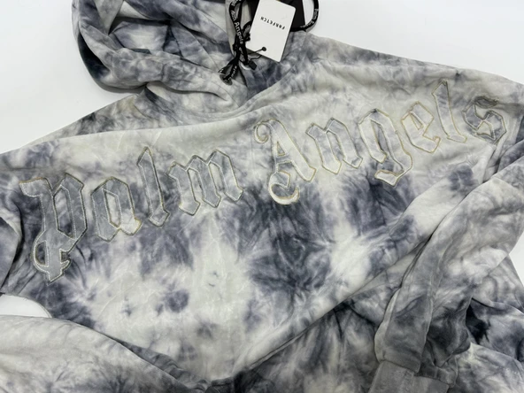 Palm Angels FW20 Tie‑Dye Gothic Logo Hoodie Sweatshirt S Beden - Resim 2