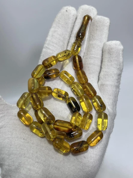 Kapsül Kesim Doğal Kaya Damla Kehribar Tesbih 33lük 22,70 Gram - Resim 3