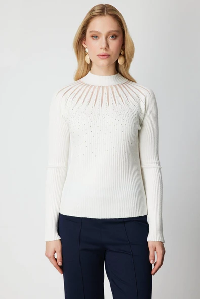 60388 ONTEKS KAZAK ÖNÜ TAŞLI DİK YAKA - Resim 2