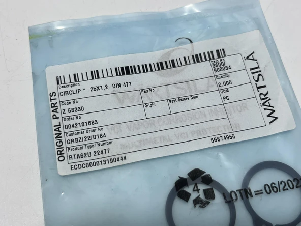 Wartsila Sulzer RTA62U Dizel Makine Segman 25x1,2 DIN471 (2 Adet) - Resim 3