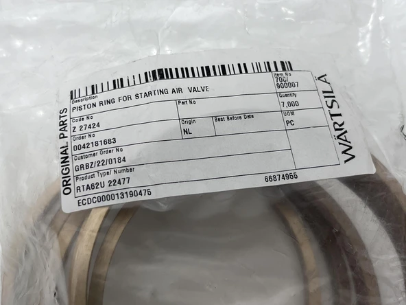 Wartsila Sulzer RTA62U Dizel Makine Başlatma Valfi Piston Segmanı 7 Adet - Resim 6