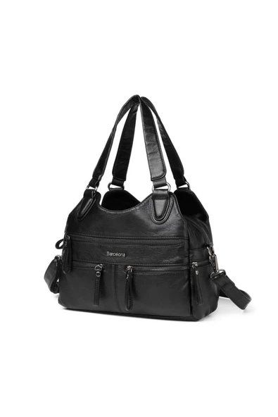 Yıkama Deri Omuz Askılı Kadın Çantası 21K Barcelona 1932 - Resim 8