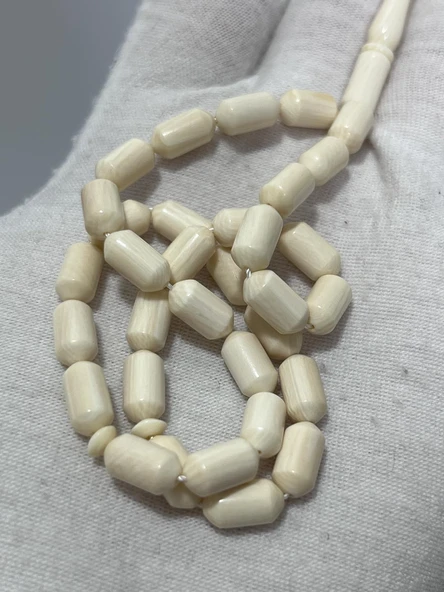 Kesme Fildişi Tesbih 12,39 Gram - Koleksiyonluk Fil Dişi Tespih - Resim 4