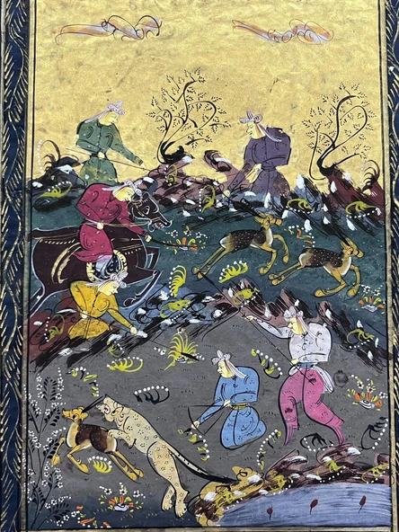 Atlıların Sessiz Anlaşması Adlı El Yapımı Minyatür Resim 27,5x17,5 cm - Resim 2