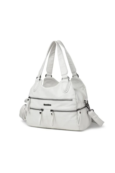 Yıkama Deri Omuz Askılı Kadın Çantası 21K Barcelona 1932 - Resim 3