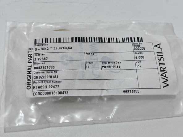 Wartsila Sulzer RTA62U Dizel Makine Conta 32,92x3,53 mm (4 Adet) - Resim 3