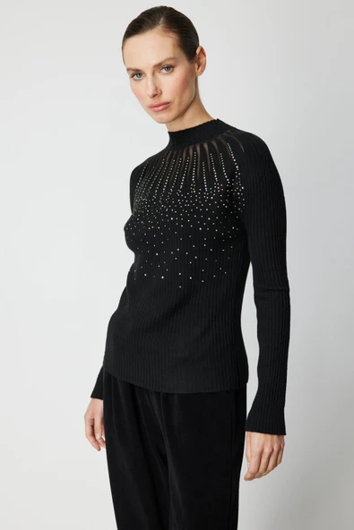 60388 ONTEKS KAZAK ÖNÜ TAŞLI DİK YAKA - Resim 3