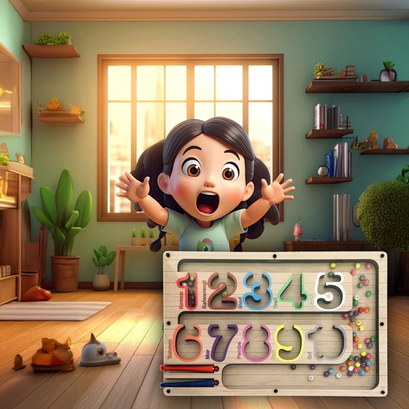 TİNEKE  Manyetik Eğitici Renkli Sayma ve Eşleştirme Labirenti Eğitim Oyuncağı - Ahşap Montessori Oyunu SAYI - Resim 3