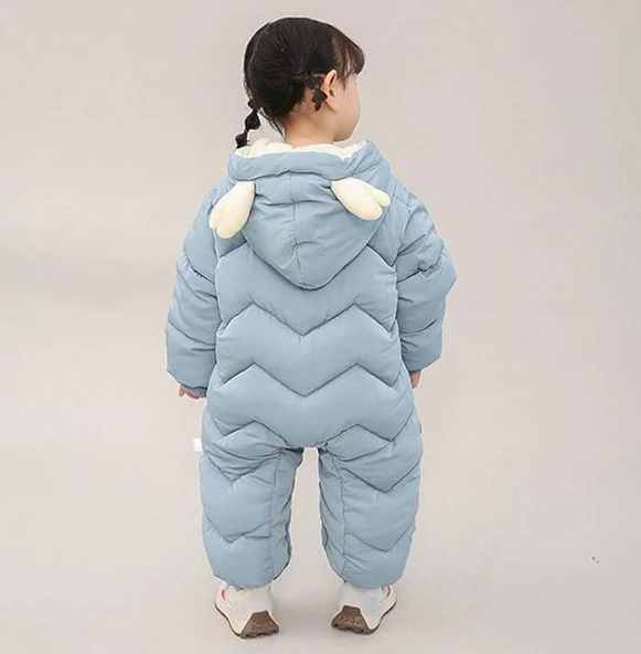 Bebek Fermuarlı Kozmonot Tulum Mavi 90 Beden - Resim 4