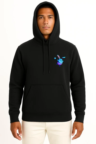 Kapüşonlu Azumarill Cep Baskılı Unisex Sweatshirt - Resim 11