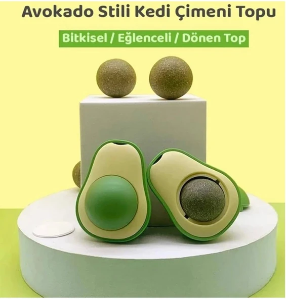 Avokado Şeklinde Catnipli Doğal Kedi Yalama Topu 6 Cm ürün görseli