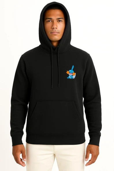 Kapüşonlu Mudkip Cep Baskılı Unisex Sweatshirt - Resim 11