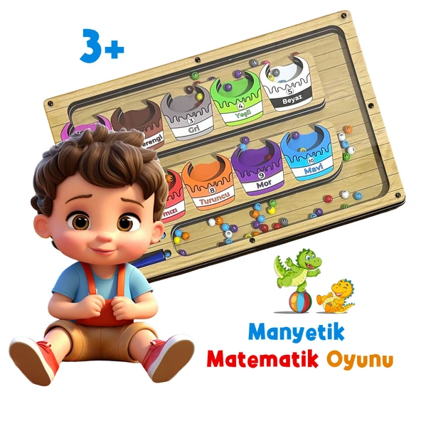 TİNEKE  Manyetik Eğitici Renkli Sayma ve Eşleştirme Labirenti Eğitim Oyuncağı - Ahşap Montessori Oyunu Kova - Resim 5
