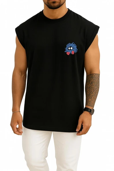 Oversize Tangela Cep Baskılı Atlet - Resim 9