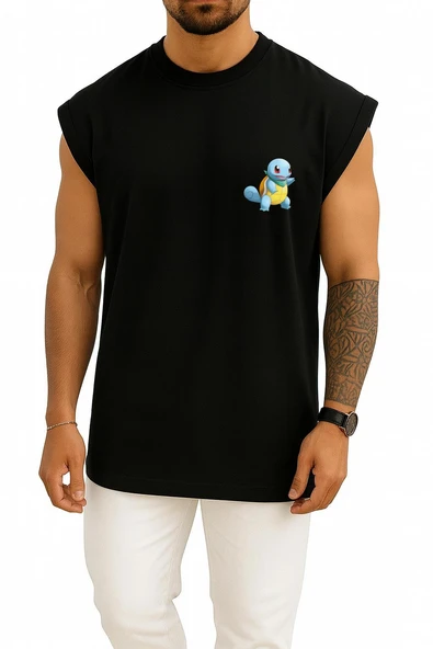 Oversize Squirtle Cep Baskılı Atlet - Resim 11