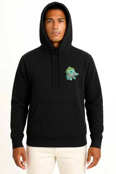 Kapüşonlu Bulbasaur Wikia Cep Baskılı Unisex Sweatshirt - Resim 11
