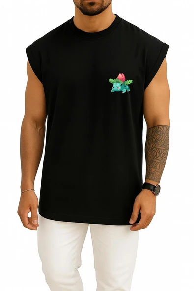 Oversize Bulbasaur Cep Baskılı Atlet - Resim 9