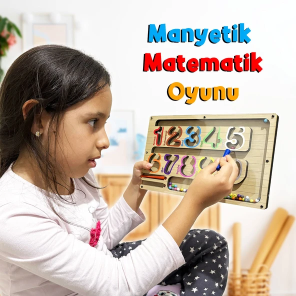 TİNEKE  Manyetik Eğitici Renkli Sayma ve Eşleştirme Labirenti Eğitim Oyuncağı - Ahşap Montessori Oyunu SAYI - Resim 5