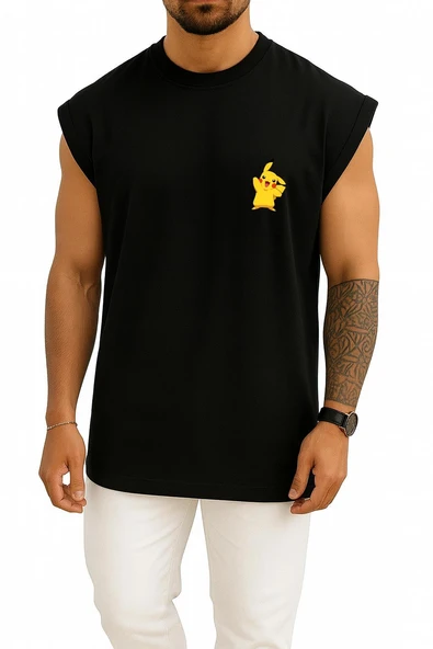 Oversize Pikachu Cep Baskılı Atlet - Resim 11