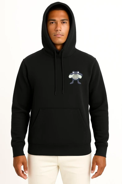 Kapüşonlu Poliwrath Cep Baskılı Unisex Sweatshirt - Resim 9