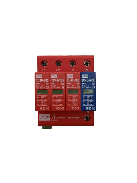 Spd Aşırı Gerilim Koruyucu Trifaze Parafudr 385V 40kA 4P ürün görseli