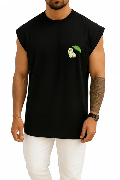 Oversize Chikorita Cep Baskılı Atlet - Resim 9