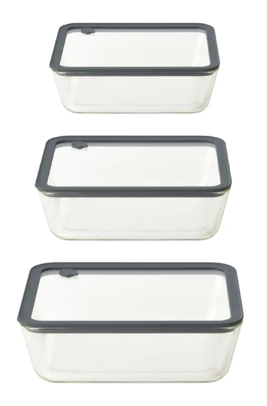 Silikon vakumlu cam kapaklı cam saklama kabı 3 boy 700-1400-2600 ml. - Resim 4