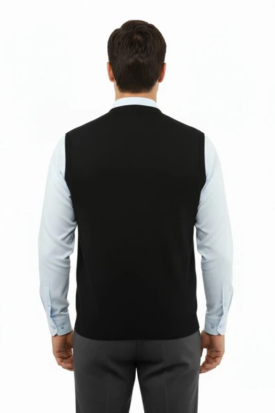 Erkek Düğmeli Yelek Cepli Çelik Örgü Klasik Kalıp 5212L BGL-ST04845 - Resim 11