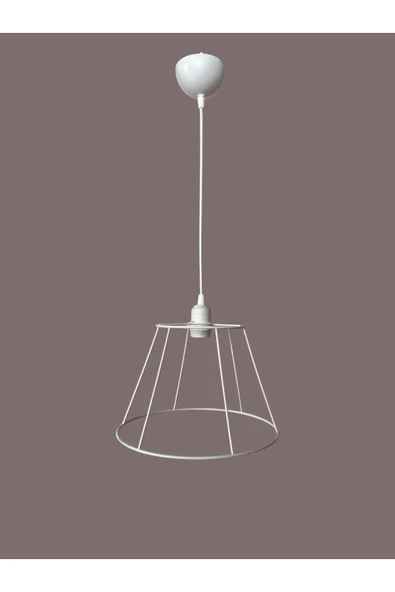 Konik Avize Teli , İskeleti (Standart Boy 30x20 Cm) Beyaz Statik Boyalı (Duy Takımı Dahil) - Resim 3