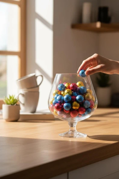 Bardak cam şekerlik - ayaklı cam şekerlik 20,5 cm. - Resim 3