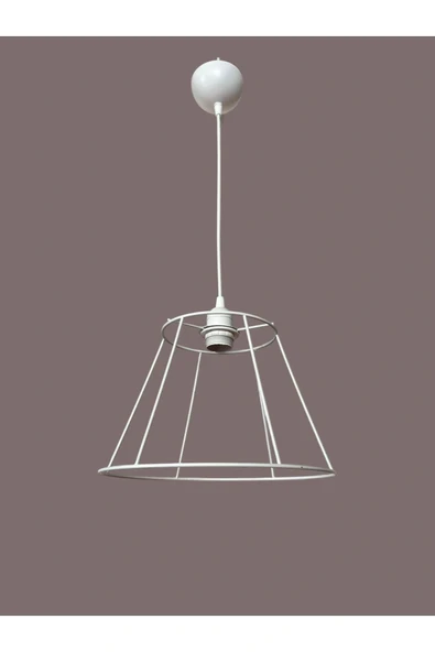 Konik Avize Teli , İskeleti (Standart Boy 30x20 Cm) Beyaz Statik Boyalı (Duy Takımı Dahil) - Resim 2