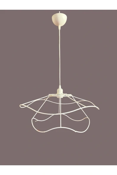 İç İçe Avize Teli , İskeleti 50x35 Cm Beyaz Statik Boyalı (Duy Takımı Dahil) - Resim 3