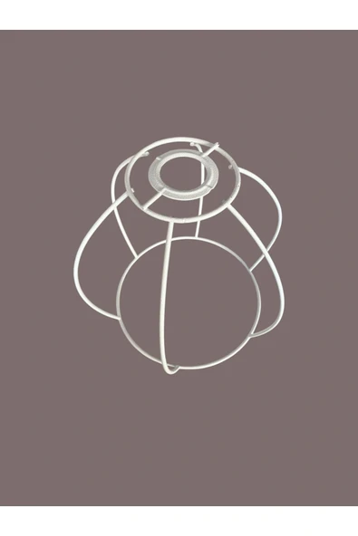 Yarım Küre Avize Teli , İskeleti (20x24 Cm) Beyaz Statik Boyalı (Duy Takımı Dahil) - Resim 5