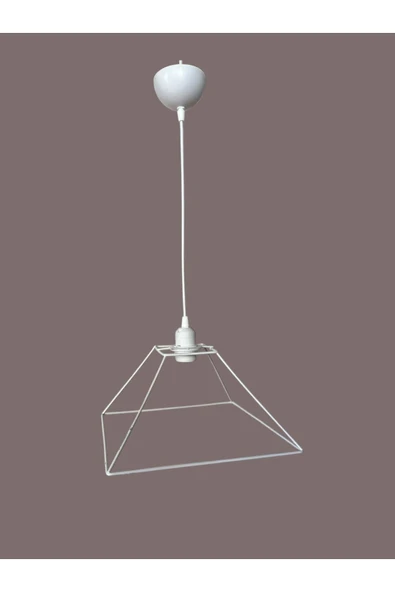 Kare Avize Teli , İskeleti (30x15 Cm) Beyaz Statik Boyalı (Duy Takımı Dahil) - Resim 2