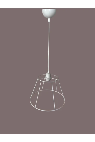 Konik Avize Teli , İskeleti (Standart Boy 30x20 Cm) Beyaz Statik Boyalı (Duy Takımı Dahil) - Resim 4