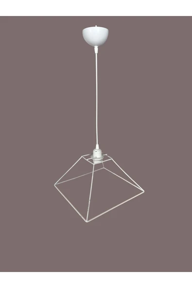 Kare Avize Teli , İskeleti (30x15 Cm) Beyaz Statik Boyalı (Duy Takımı Dahil) - Resim 3