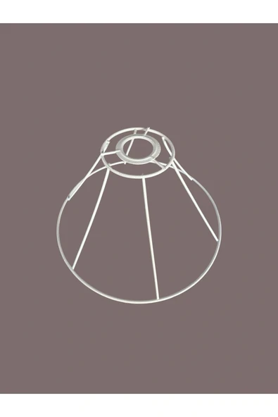 Konik Avize Teli , İskeleti (Uzun Boy 30x18 Cm) Beyaz Statik Boyalı (Duy Takımı Dahil) - Resim 4