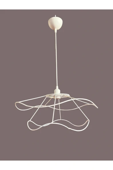 İç İçe Avize Teli , İskeleti 50x35 Cm Beyaz Statik Boyalı (Duy Takımı Dahil) - Resim 4