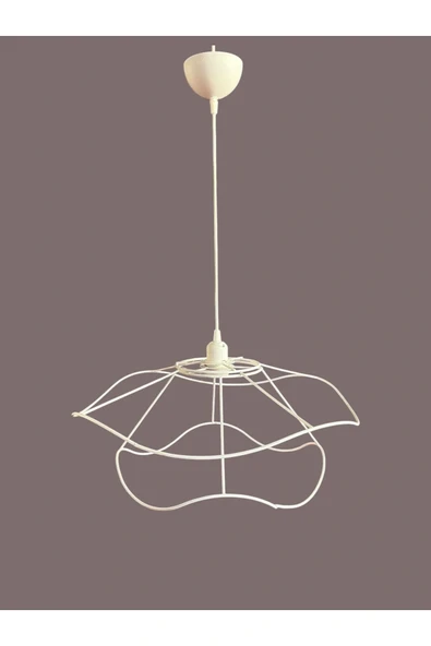 İç İçe Avize Teli , İskeleti 50x35 Cm Beyaz Statik Boyalı (Duy Takımı Dahil) - Resim 2