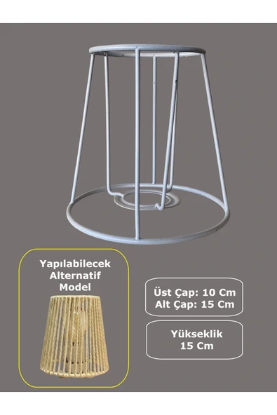 Konik Mini Abajur Teli ve Aplik Teli, İskeleti Beyaz Statik Boyalı E27 (15 Cm) ürün görseli