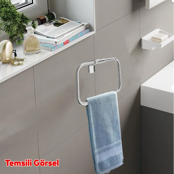 Metal Havluluk Sağlam Vidalı Krom Renk Aparat Banyo Mutfak Lavabo Havlu Standı Paslanmaz - Resim 5