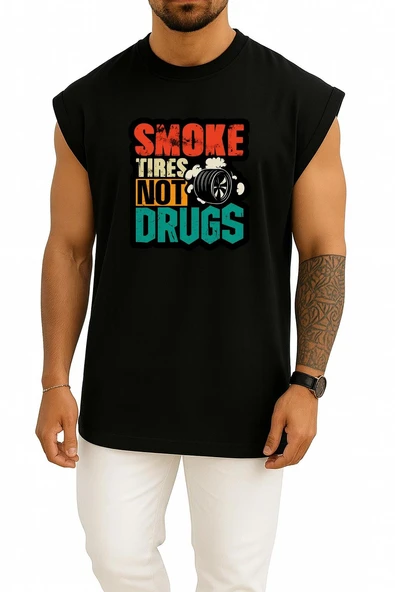 Oversize Drift Lastik Yakma Araba Göğüs Baskılı Atlet - Resim 9