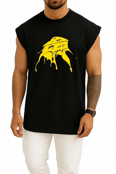 Oversize Nachos İsviçre Peyniri Çedar Sosu Göğüs Baskılı Atlet - Resim 9