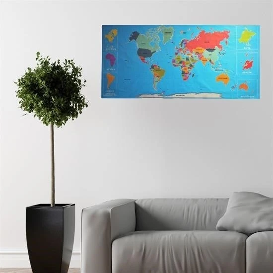 CNGSTORE® Renkli Atlas Dünya Haritası Manyetik Yapıştırıcı Gerektirmeyen Duvar Stickerı 118 CM * 56 CM - Resim 3